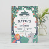 Mädchen mit der Einladung des Wolfs zum Geburtstag (Stehend Vorderseite)