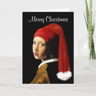 Mädchen mit der Perlen-Ohrring-Weihnachtskarte Feiertagskarte
