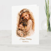 Mädchen mit deutschem Schäferhund-Welpe Karte (Vorderseite)