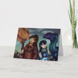 Mädchen mit Dinosauriern Karte