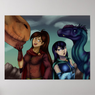 Mädchen mit Dinosauriern Poster
