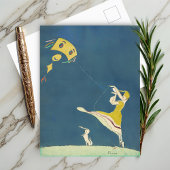 Mädchen mit Drachen und Hund (1917) Postkarte