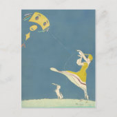 Mädchen mit Drachen und Hund Postkarte (Vorderseite)