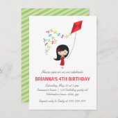 Mädchen mit Drachenmädchen Geburtstagsparty Einladung (Vorne/Hinten)