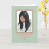 Mädchen mit dunklem Haar bester Freund Pandemie Ge Karte (Gelbe Blume)