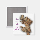 Mädchen mit Ei im Vintage-Stil Magnet (Vorderseite/Rückseite)