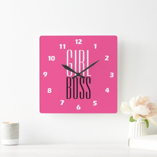 Mädchen mit eigener Marke, weißes schwarzes Hot Pi Quadratische Wanduhr (Zuhause)