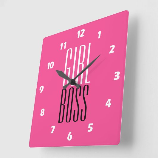 Mädchen mit eigener Marke, weißes schwarzes Hot Pi Quadratische Wanduhr (Winkel)