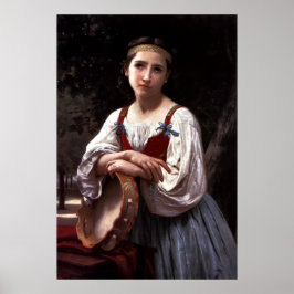 Mädchen mit einem baskischen Trommel 1867 William  Poster