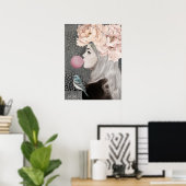 Mädchen mit einem Blasen-Kaugummi, Artwork-Archiv Poster (Heimbüro)