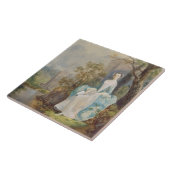 Mädchen mit einem Buch gesetzt in einem Park, Fliese (Seite)