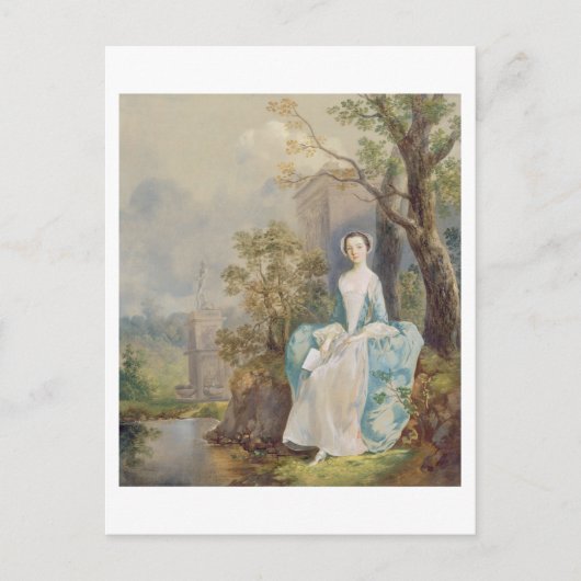 Mädchen mit einem Buch Sitzplatz in einem Park, c. Postkarte (Vorderseite)