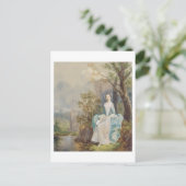 Mädchen mit einem Buch Sitzplatz in einem Park, c. Postkarte (Stehend Vorderseite)