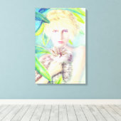 Mädchen mit einem Cat-Leinwand Leinwanddruck (Insitu (Holzboden))