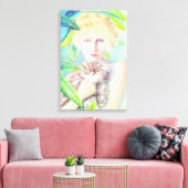 Mädchen mit einem Cat-Leinwand Leinwanddruck (Insitu (Wohnzimmer))