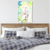 Mädchen mit einem Cat-Leinwand Leinwanddruck (Insitu (Schlafzimmer))