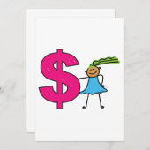 Mädchen mit einem Dollar-Zeichen Einladung (Vorne/Hinten)