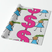 Mädchen mit einem Dollar-Zeichen Geschenkpapier (Ungerollt)