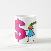 Mädchen mit einem Dollar-Zeichen Kaffeetasse (Mittel)