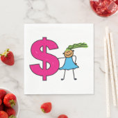 Mädchen mit einem Dollar-Zeichen Serviette (Beispiel)