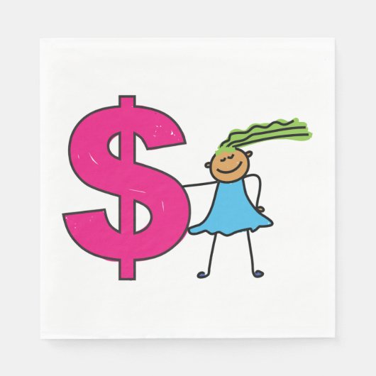 Mädchen mit einem Dollar-Zeichen Serviette (Vorderseite)