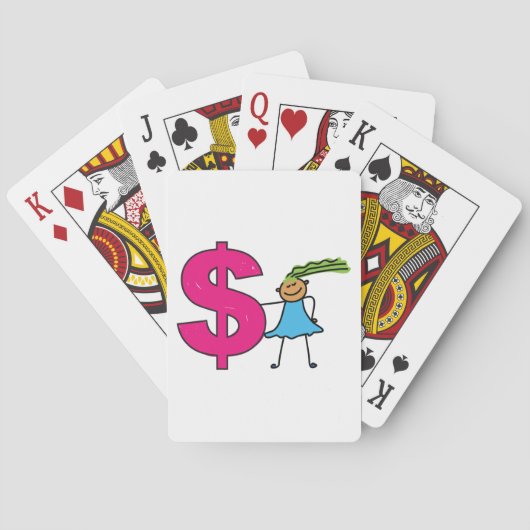 Mädchen mit einem Dollar-Zeichen Spielkarten (Rückseite)