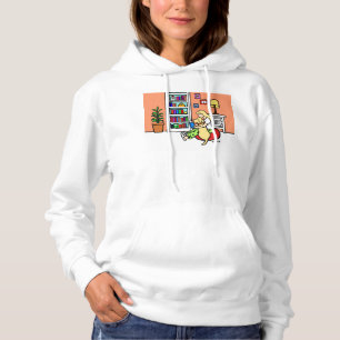 Mädchen mit einem gelben Labrador Hoodie lesen