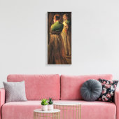 Mädchen mit einem grünen Schaf (von Joseph DeCamp) Leinwanddruck (Insitu (Wohnzimmer))