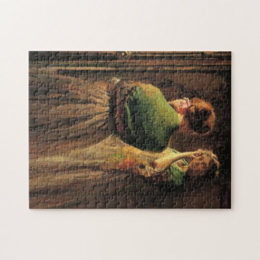 Mädchen mit einem grünen Schaf (von Joseph DeCamp) Puzzle (Horizontal)