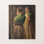 Mädchen mit einem grünen Schaf (von Joseph DeCamp) Puzzle (Vertikal)