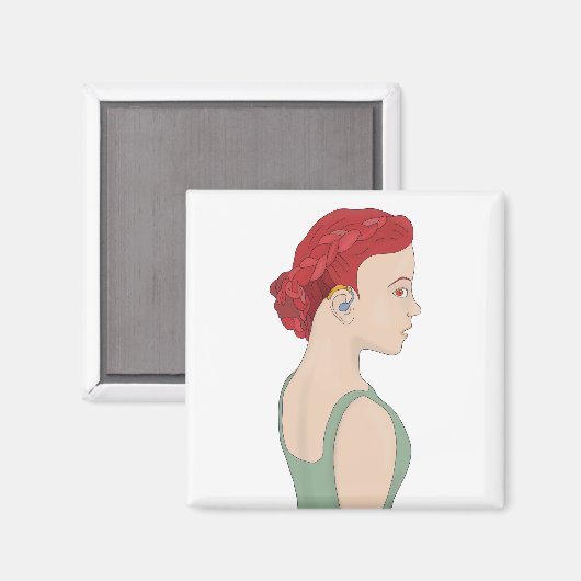 Mädchen mit einem Hörgerät Magnet (Vorderseite/Rückseite)