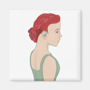 Mädchen mit einem Hörgerät Magnet