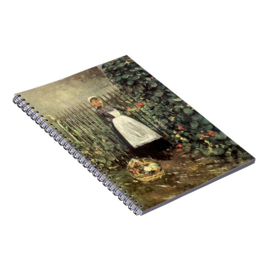 Mädchen mit einem Körbchen Gemüse im Garten Notizblock (Rechte Seite)