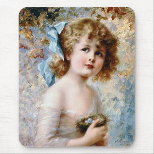 Mädchen mit einem Nest Mousepad