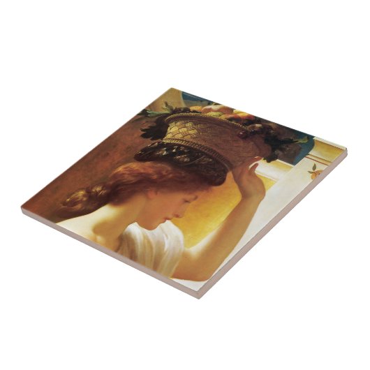 Mädchen mit einem Obstkorb (von Frederic Leighton) Fliese (Seite)