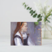 Mädchen mit einem Parakeet Postkarte (Stehend Vorderseite)