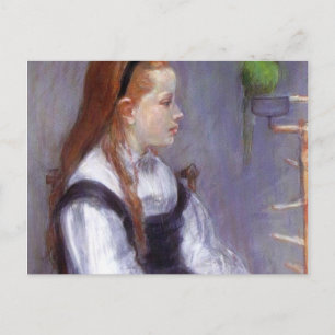 Mädchen mit einem Parakeet Postkarte