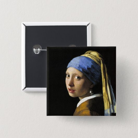 Mädchen mit einem Perlen-Ohrring Button (Vorne & Hinten)