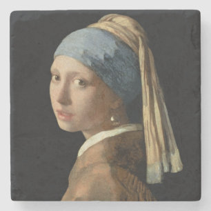 Mädchen mit einem Perlen-Ohrring, c.1665-6 (Öl a Steinuntersetzer