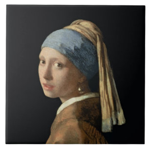 Mädchen mit einem Perlen-Ohrring, c.1665-6 (Öl auf Fliese