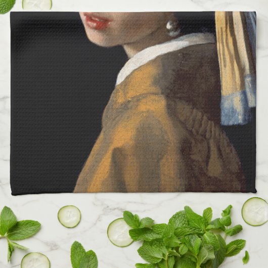 Mädchen mit einem Perlen-Ohrring Geschirrtuch (Gefaltet)