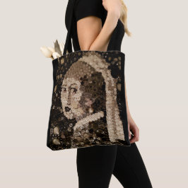 Mädchen mit einem Perlenohrring, Knopfmosaik Art. Tasche