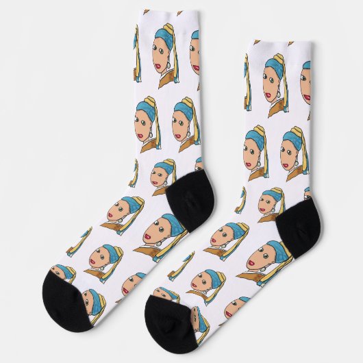 Mädchen mit einem Perlenohrring Socken (Linkes Detail)