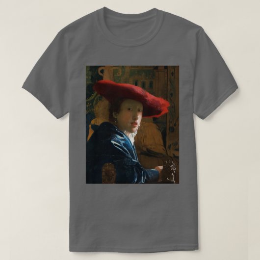 Mädchen mit einem Red Hat 1665 Johannes Vermeer T-Shirt (Design vorne)
