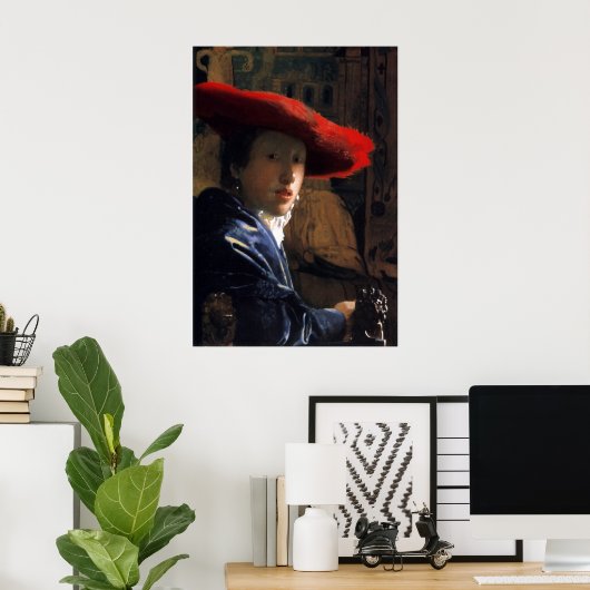 Mädchen mit einem Red Hat Poster (Heimbüro)