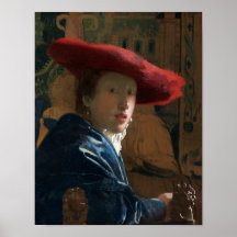 Mädchen mit einem Red Hat von Vermeer - Poster
