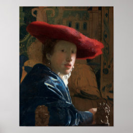 Mädchen mit einem Red Hat von Vermeer - Poster