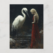 Mädchen mit einem riesigen weißen Vogel Postkarte (Vorderseite)