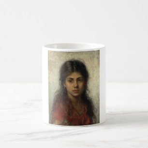 Mädchen mit einem roten Schaf (von Alexei Harlamof Kaffeetasse