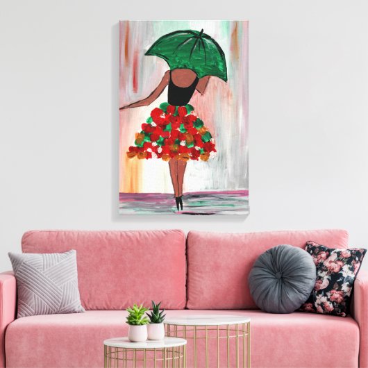 Mädchen mit einem Schirm Leinwanddruck (Insitu (Wohnzimmer))